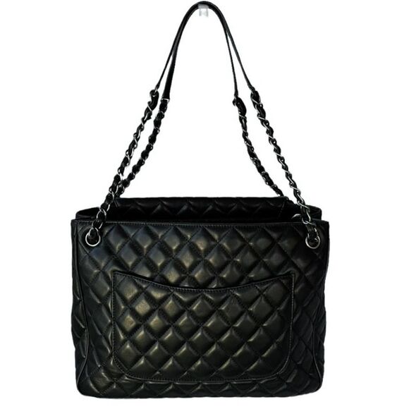 Chanel Lambskin Quilted Front Flap Tote Handbag Black All Inclusive - Picture 4 of 15